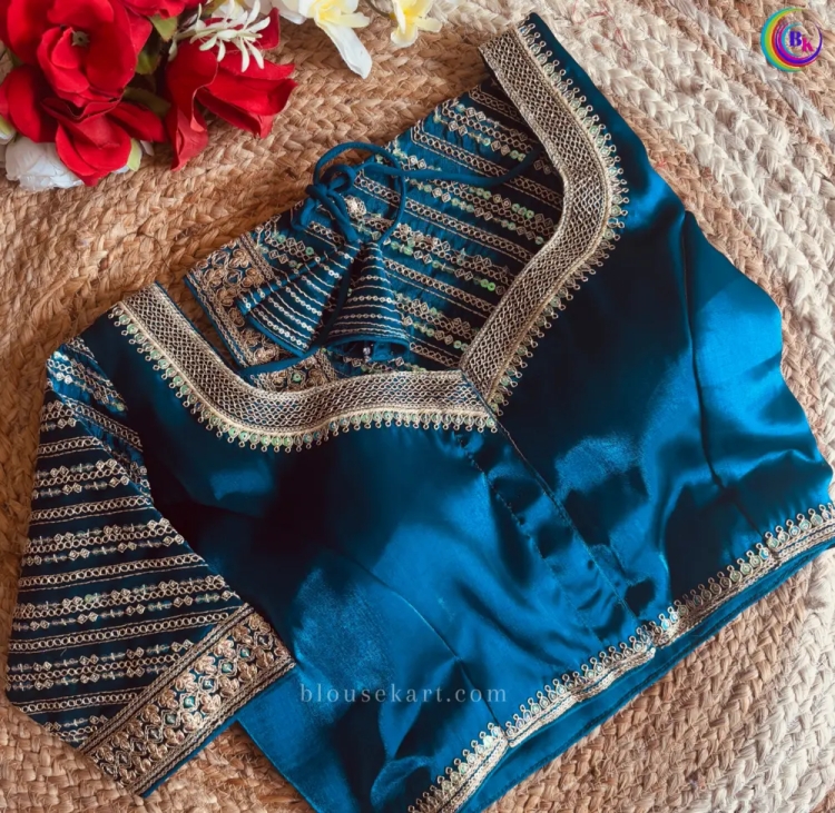 Stylish Embellished Boat Neck Blouses to Elevate Your Ethnic Look