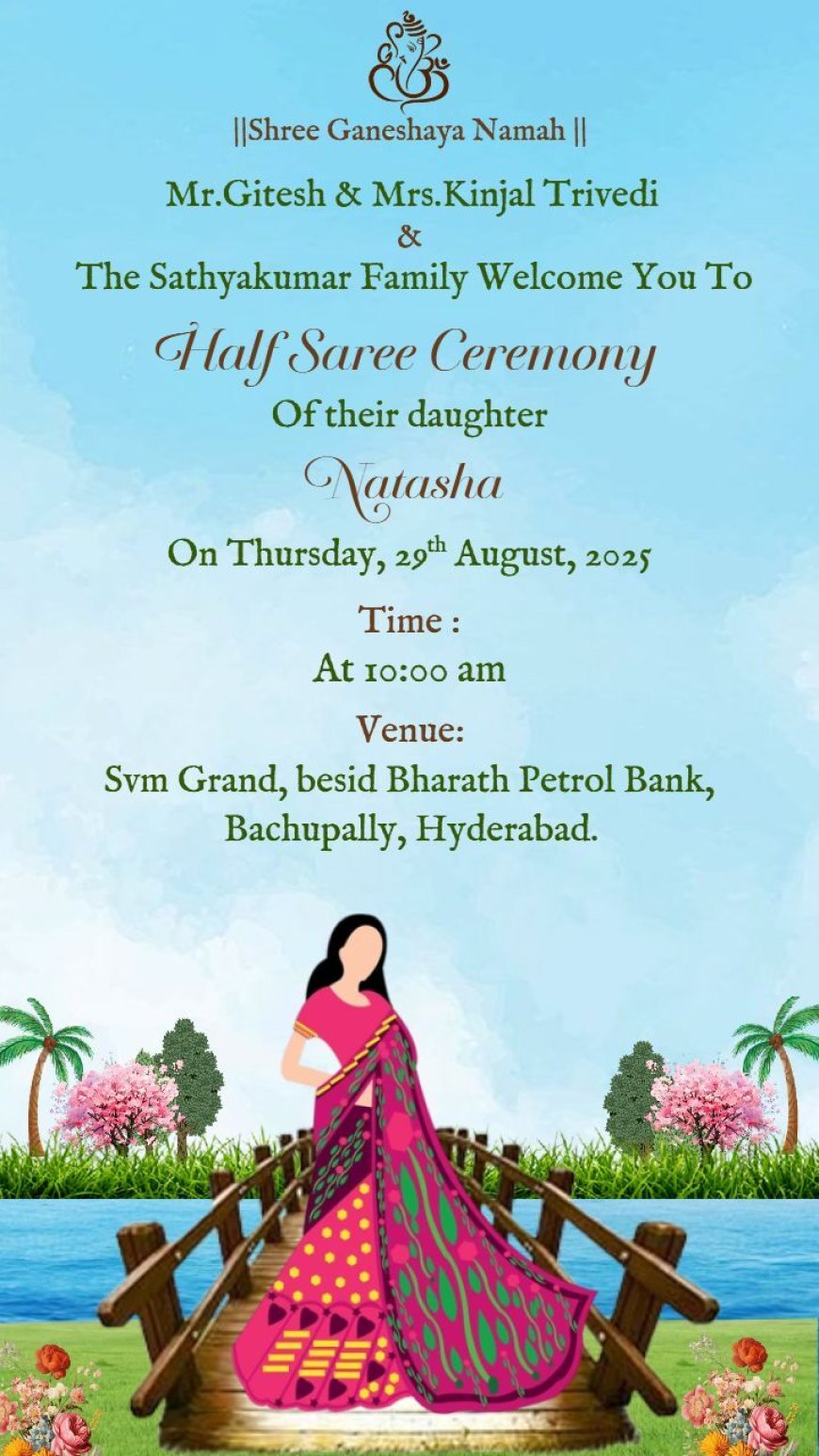 Half Saree Ceremony Invitation for a Special Milestone